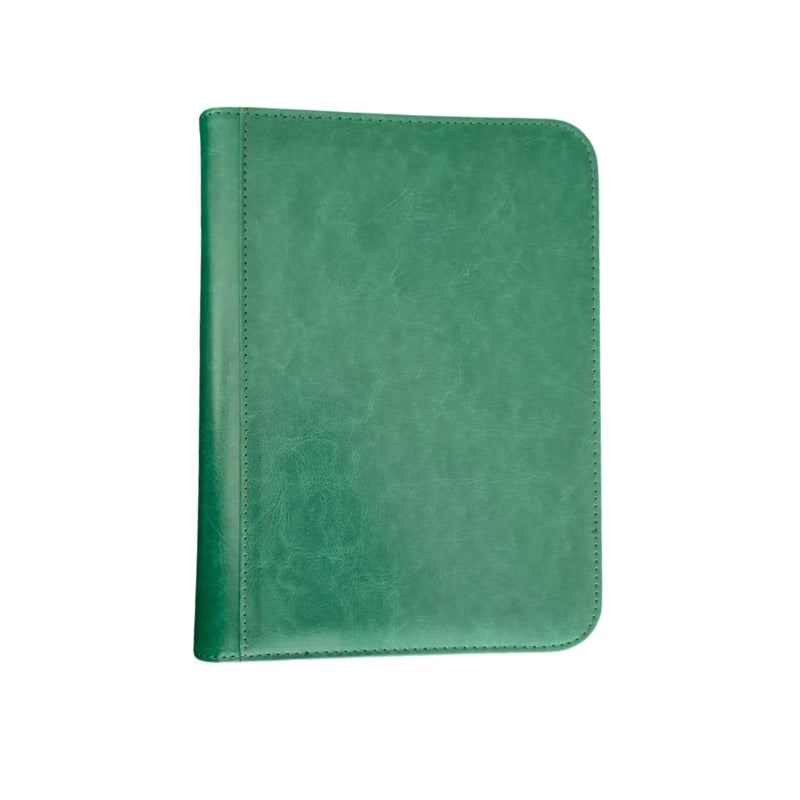 BINDER LEATHER ZIP GREEN 4 POCKET 160 CARD SLOTS